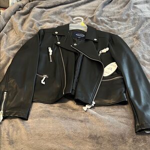 Black Faux Leather Moto Jacket